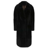 Manteau ajusté en shearling avec cuir d'agneau - Black
