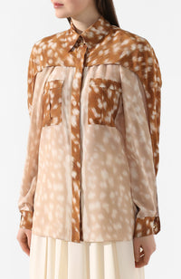 Chemise Bambi en soie - Marron & Blanc