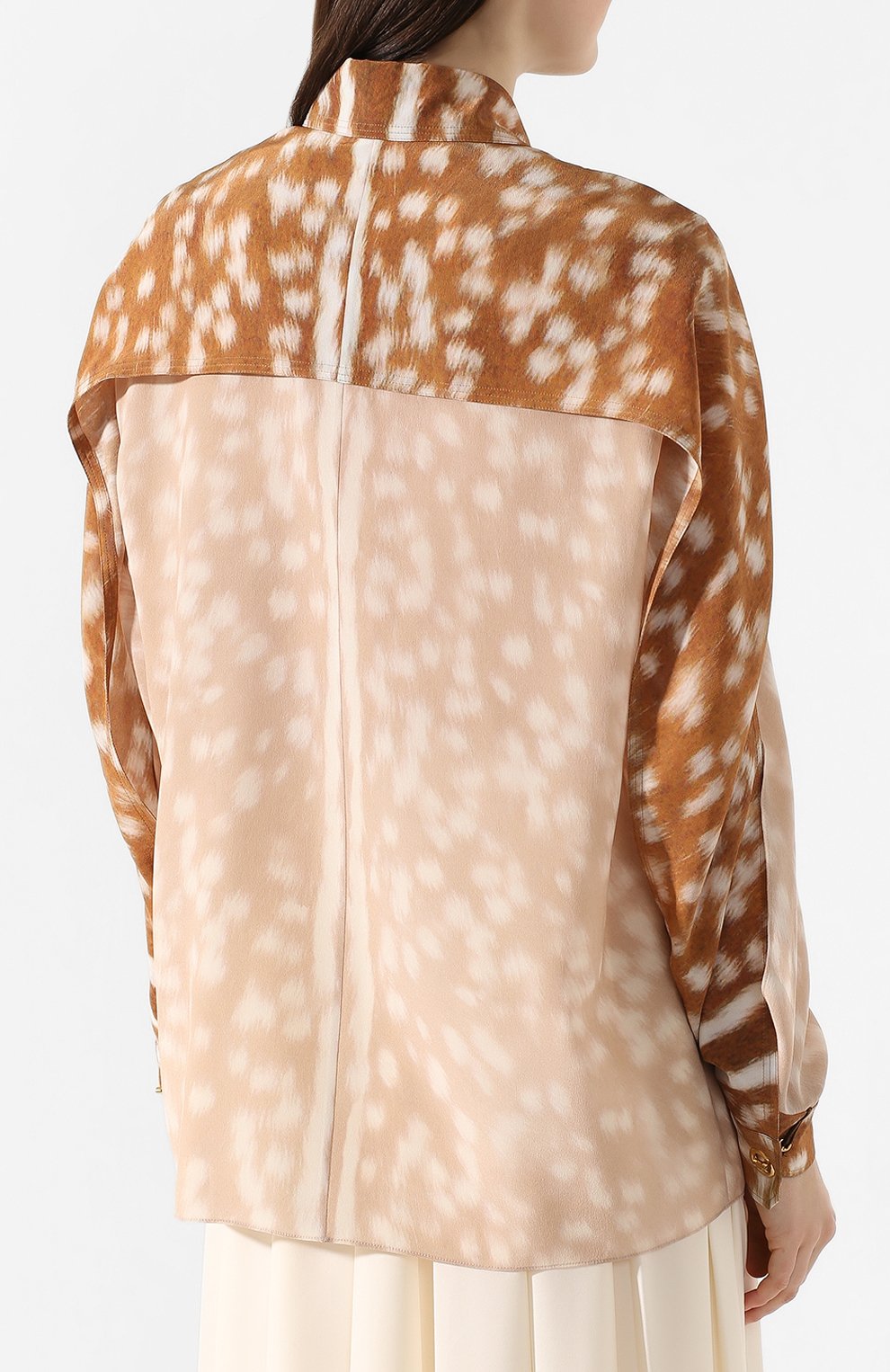 Chemise Bambi en soie - Marron & Blanc