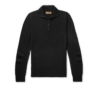 Pull semi-zippé en laine mérinos - Black
