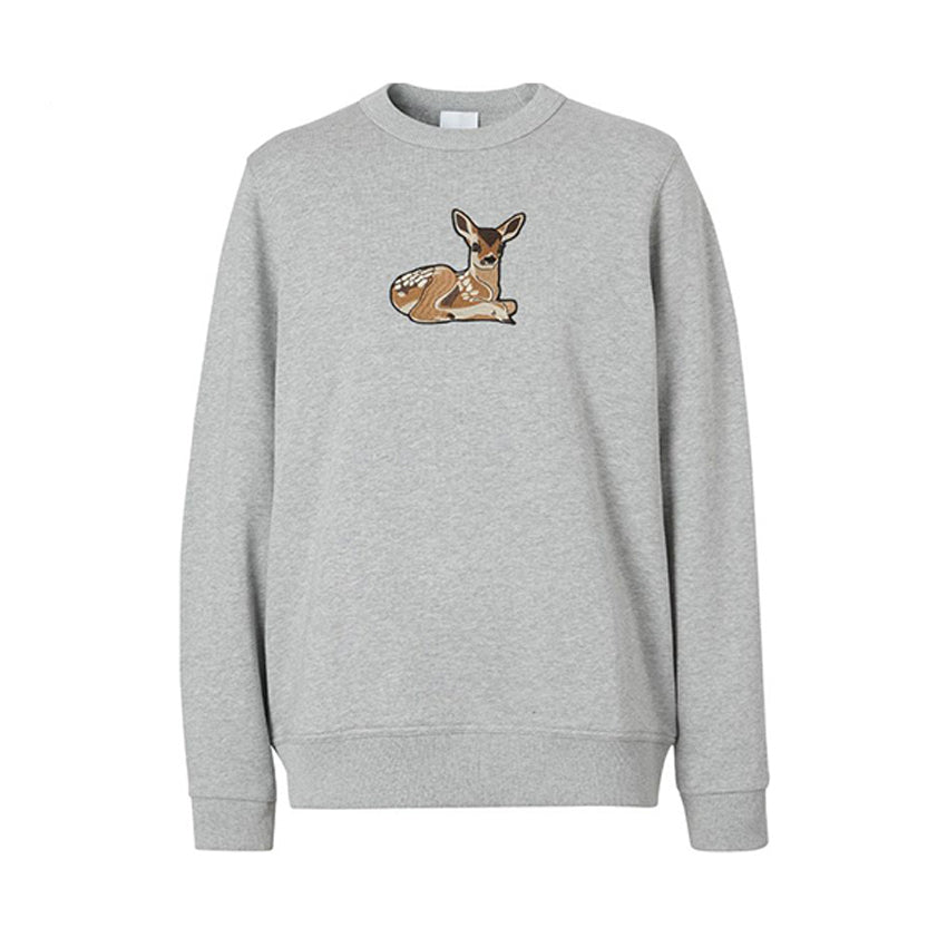 Pull cerf en relief - Grey Melange