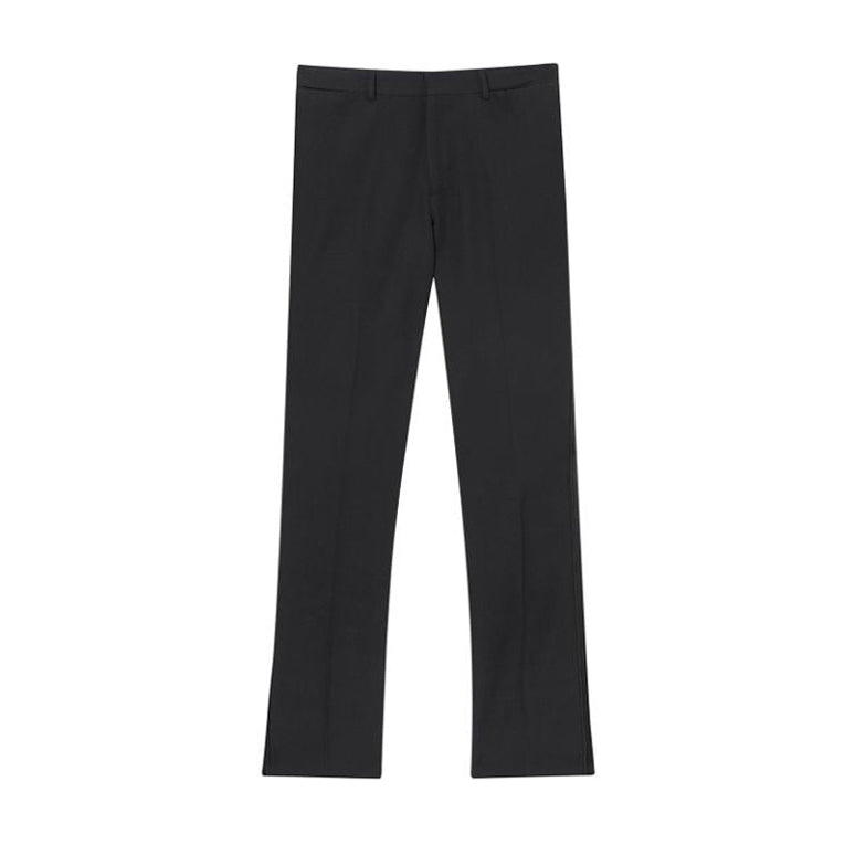 Pantalon de costume slim en laine avec bandes en satin de soie - Black