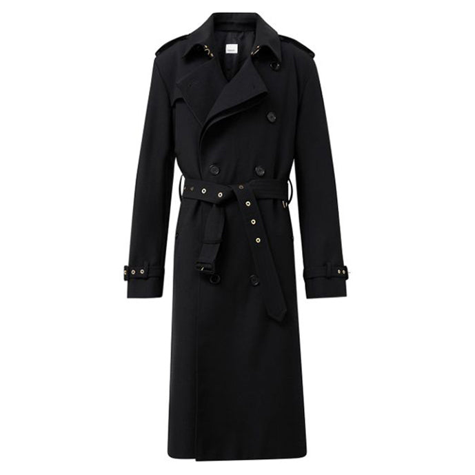 Trench à pli en sergé de laine - Black
