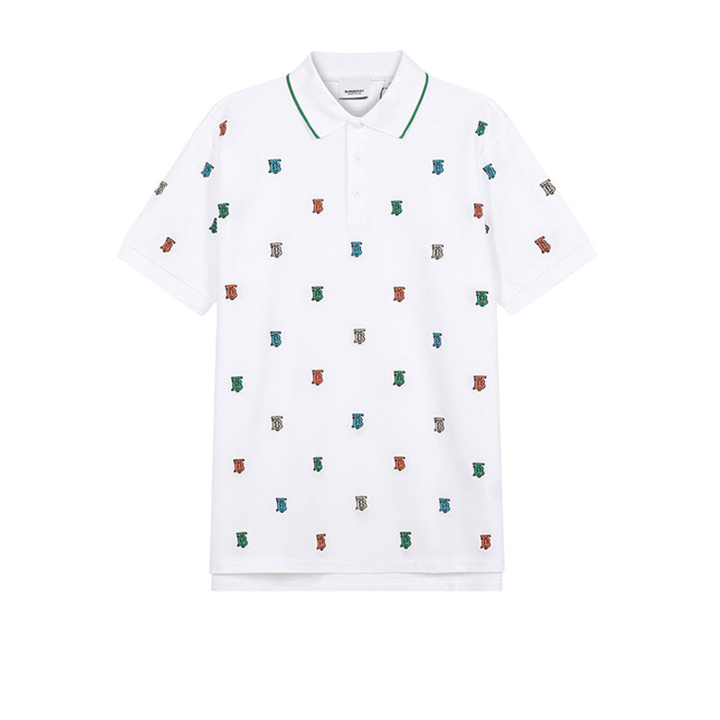Polo en piqué de coton Monogram - White