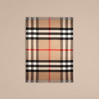 Couverture en cachemire à motif check - Camel Check