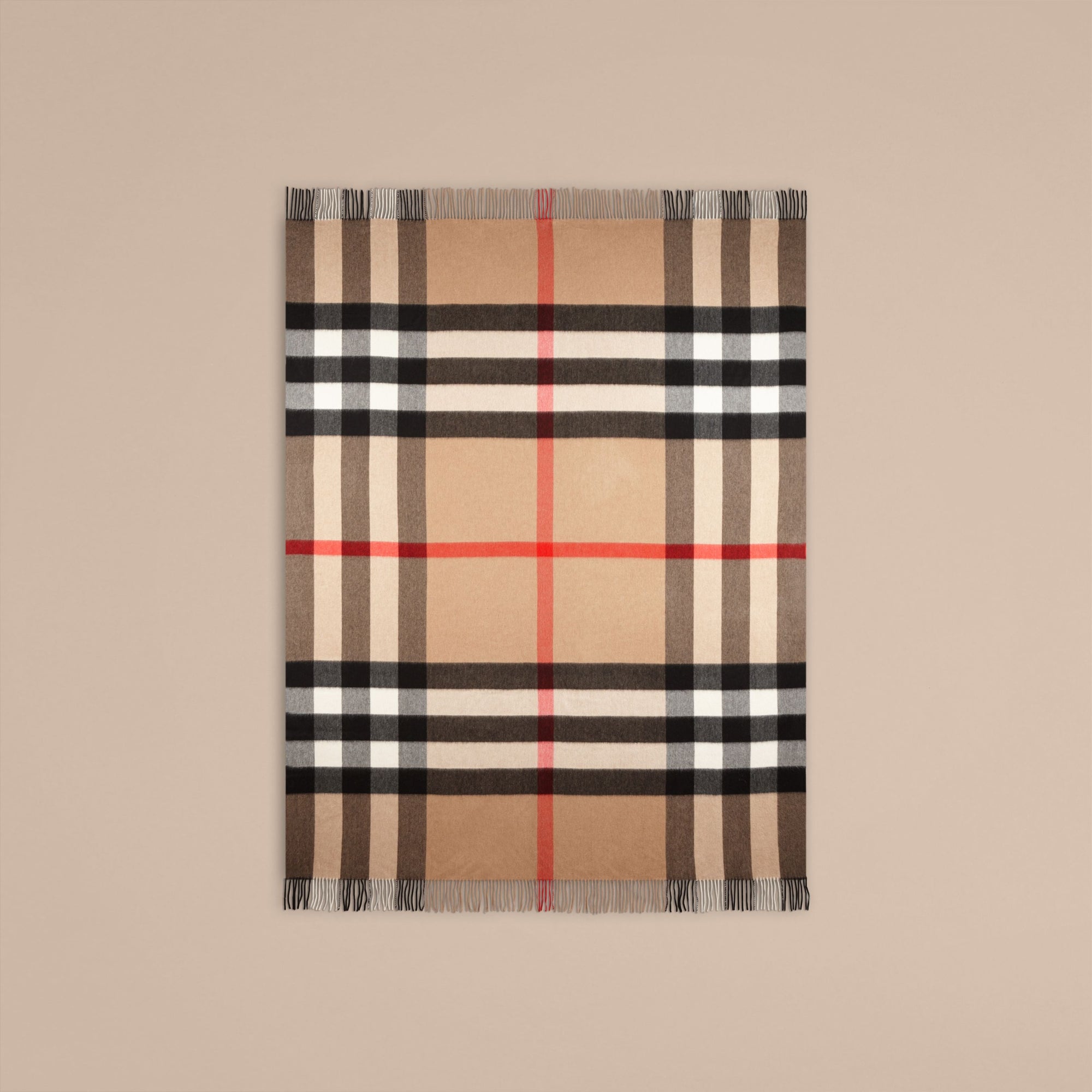 Couverture en cachemire à motif check - Camel Check