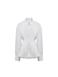 Top manches longues en popeline de coton - Blanc