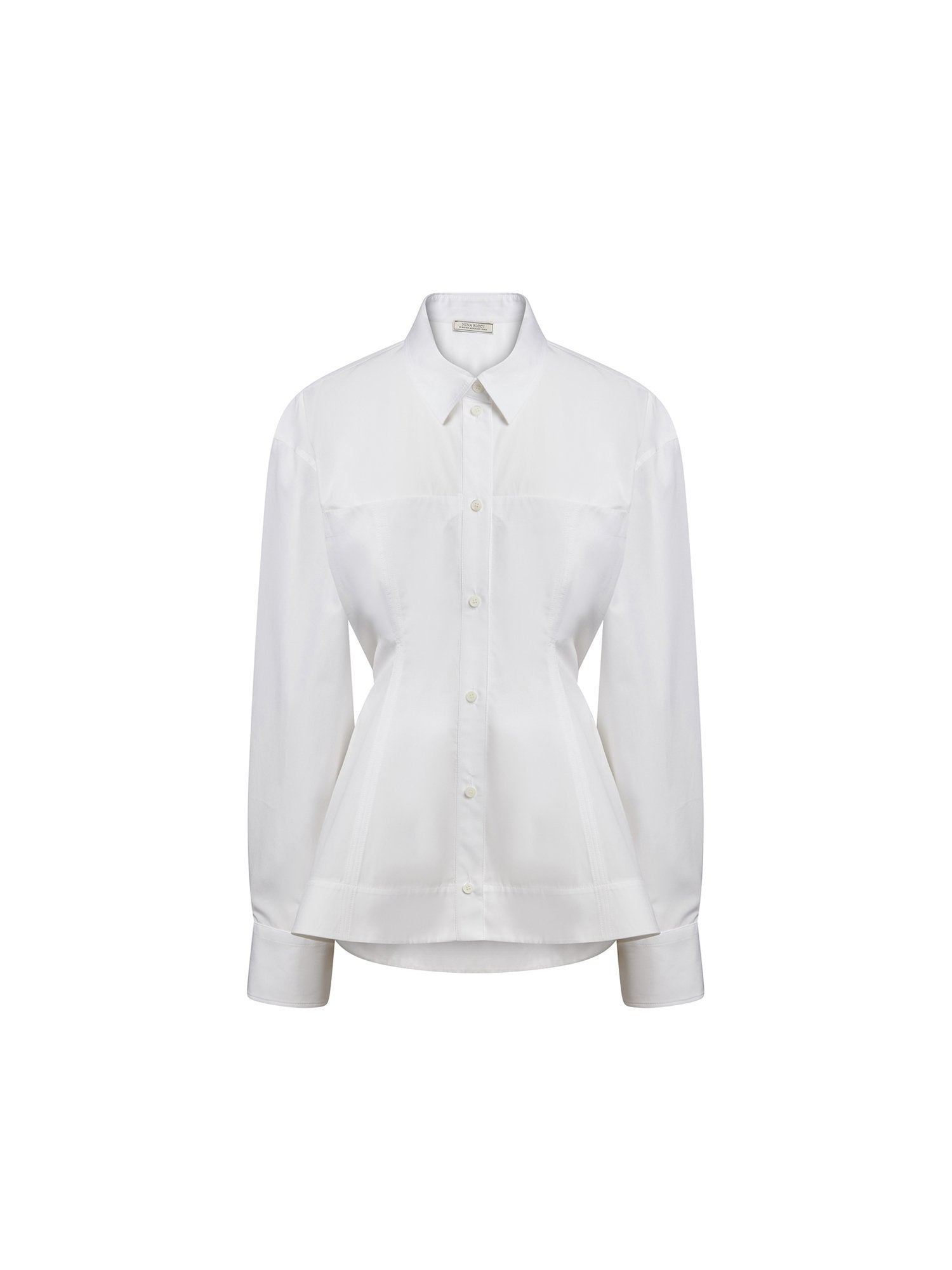 Top manches longues en popeline de coton - Blanc