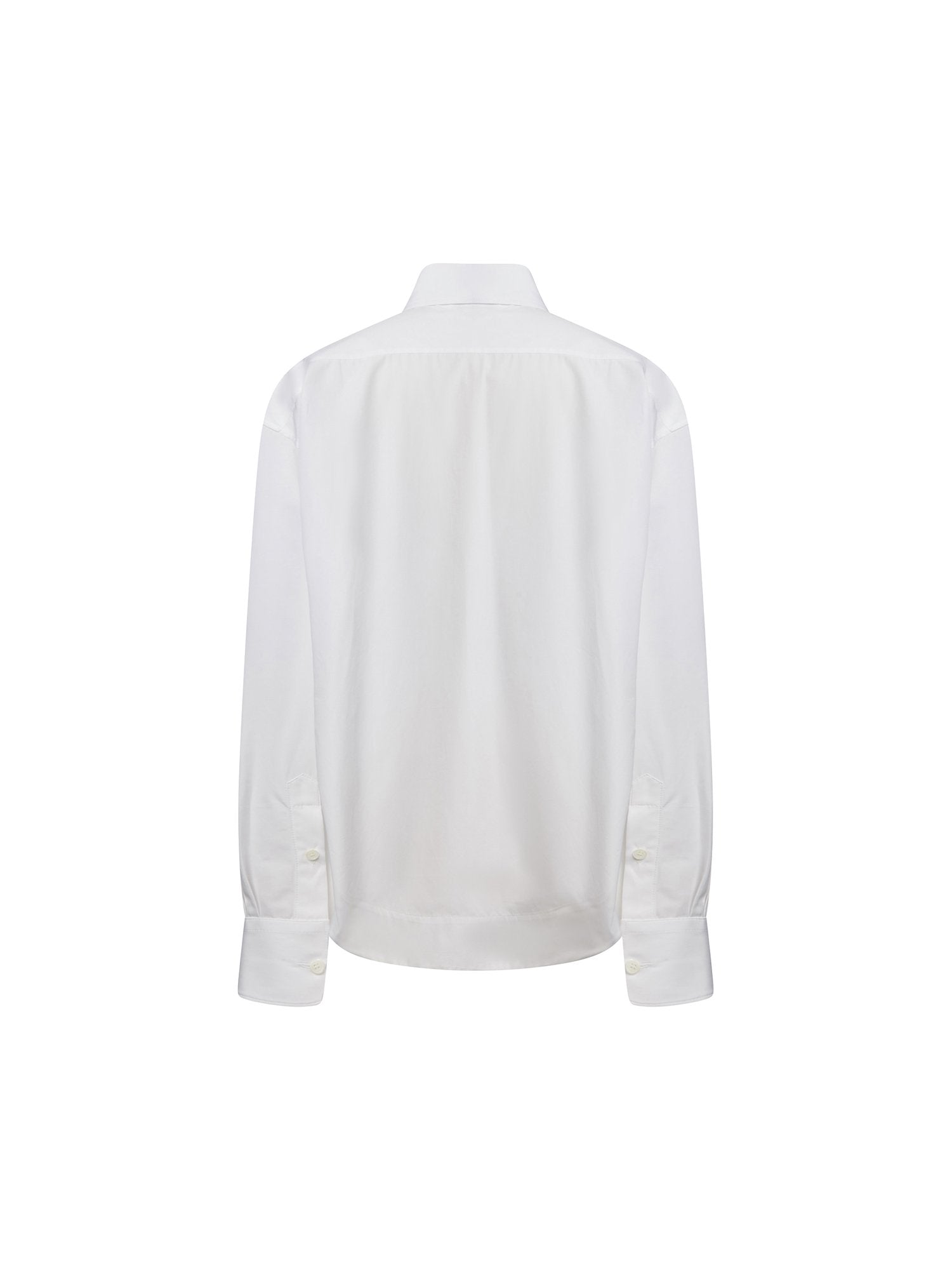 Top manches longues en popeline de coton - Blanc