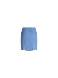 Jupe courte en crepon plissé - Bleu