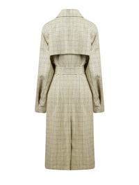 Manteau ceinturé en check de laine - Check Jaune