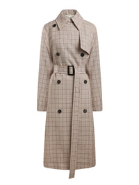 Manteau ceinturé en check de laine - Check