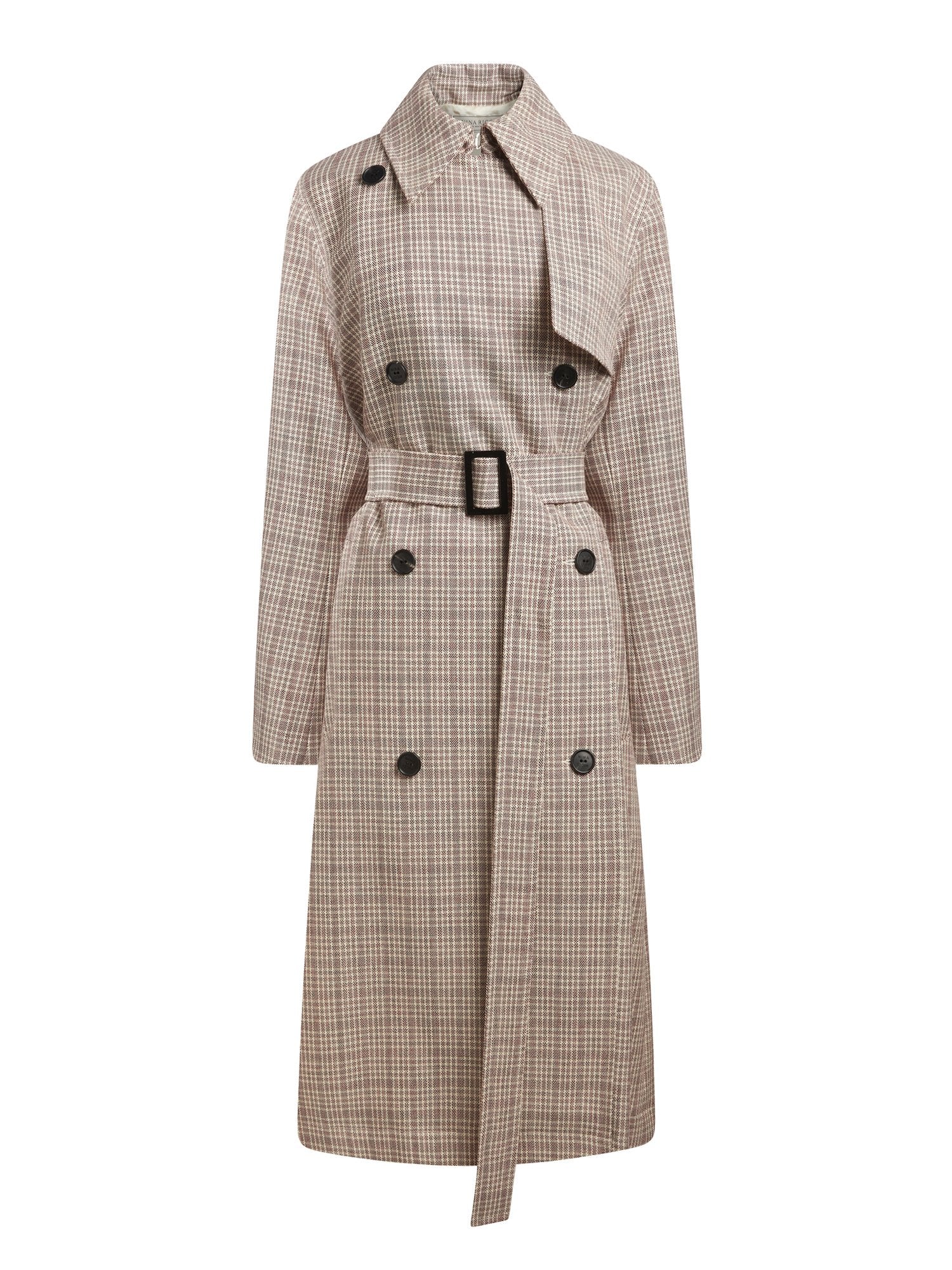 Manteau ceinturé en check de laine - Check