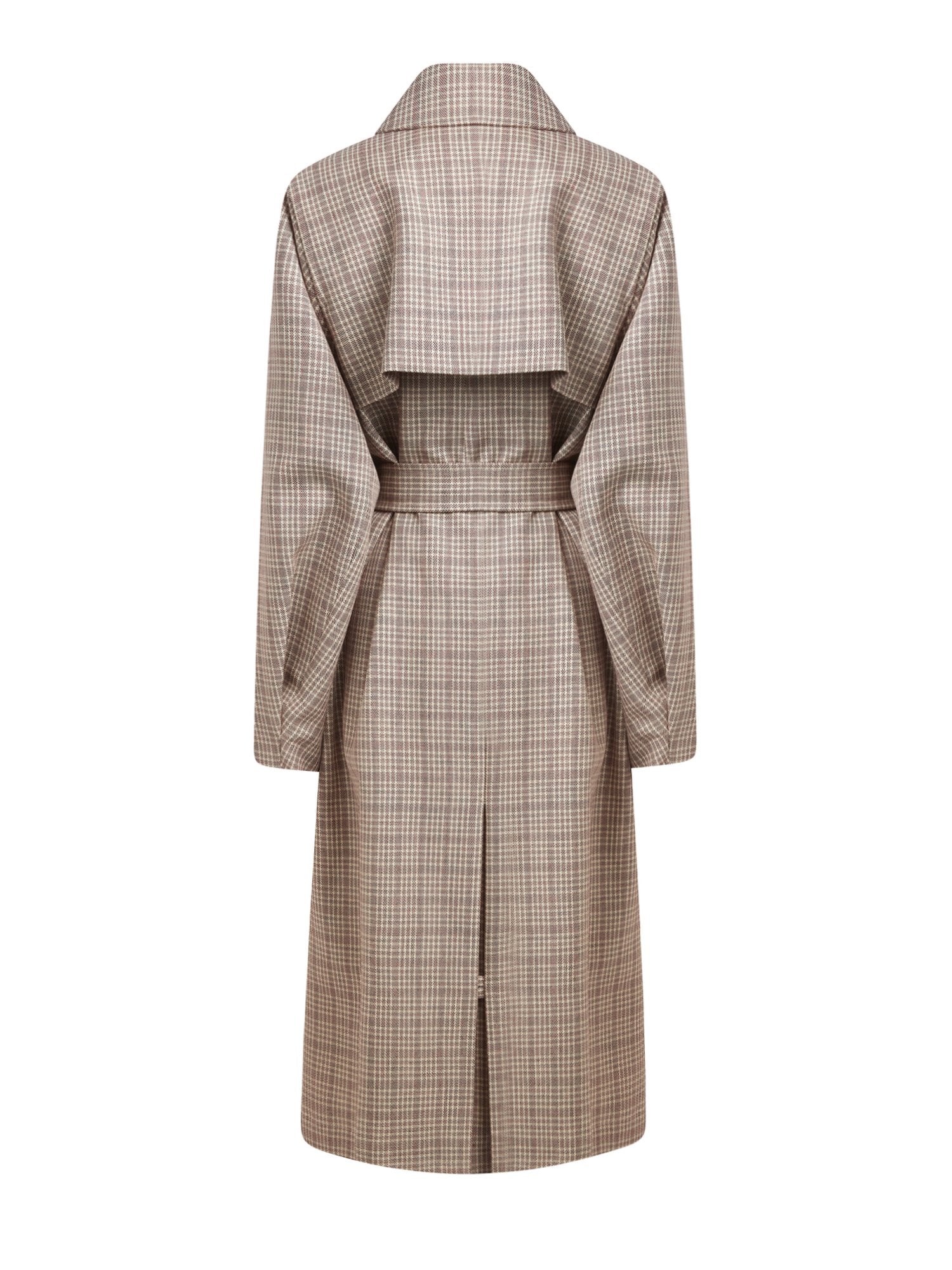 Manteau ceinturé en check de laine - Check