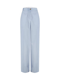 Pantalon bouton en gabardine de laine - Bleu Clair