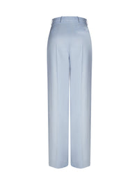 Pantalon bouton en gabardine de laine - Bleu Clair
