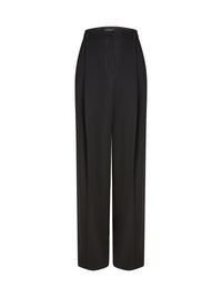 Pantalon bouton en gabardine de laine - Noir
