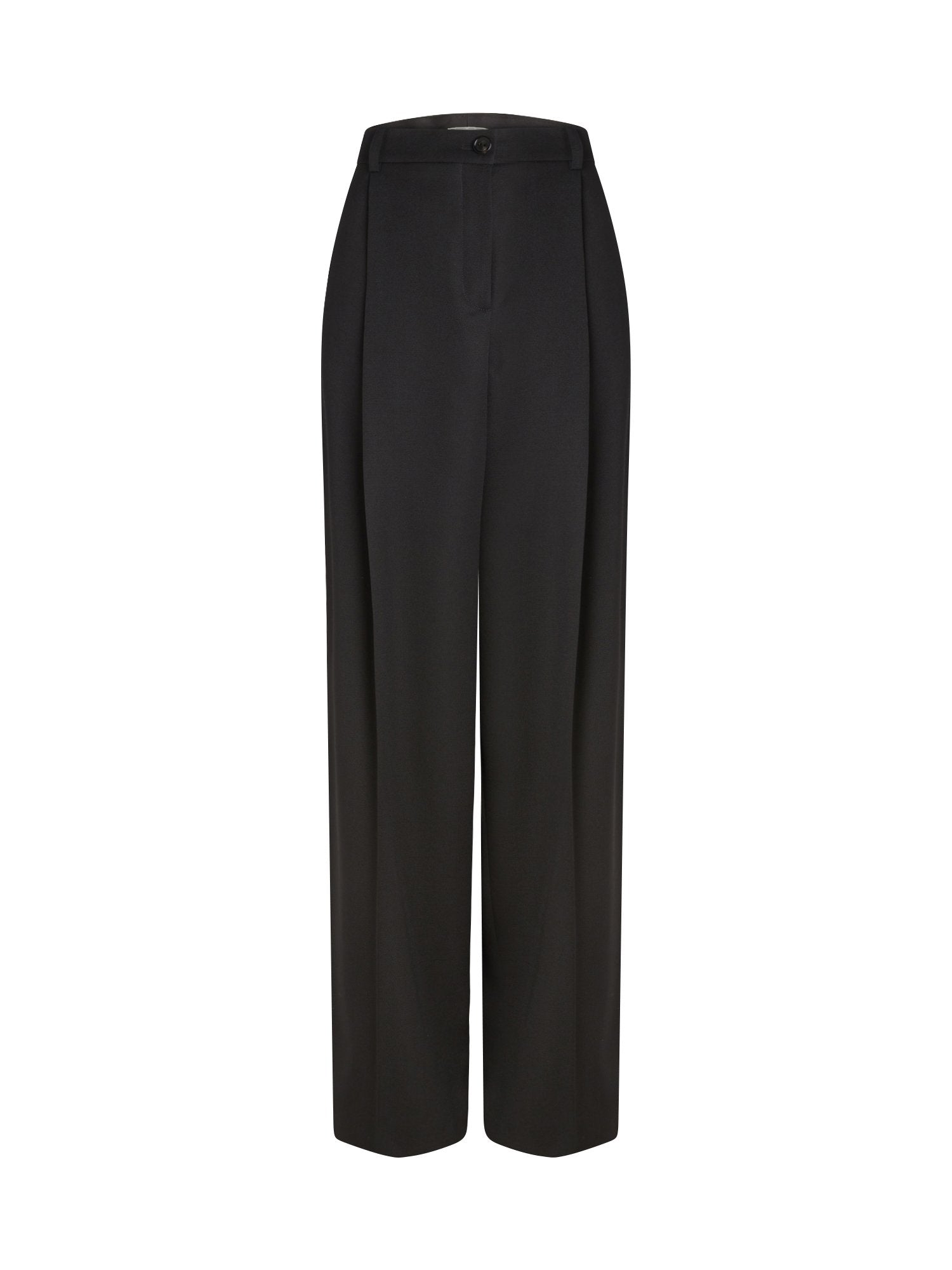 Pantalon bouton en gabardine de laine - Noir