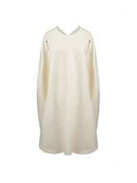 Robe cape en gabardine de laine - Naturel