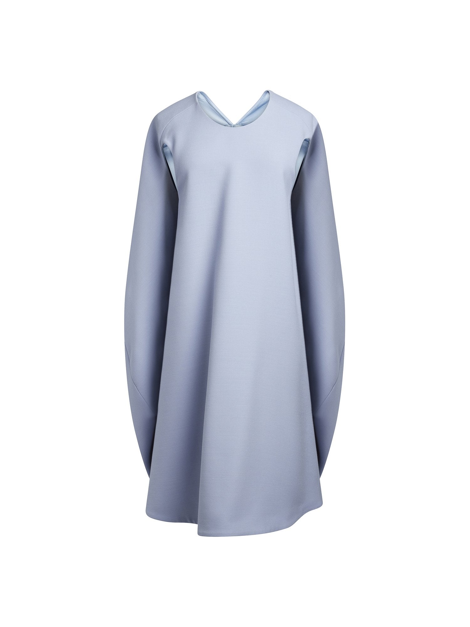 Robe cape gabardine en laine - Bleu Clair