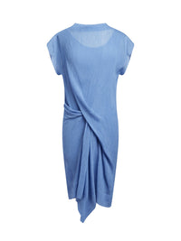 Robe drapée en crepon - Bleu