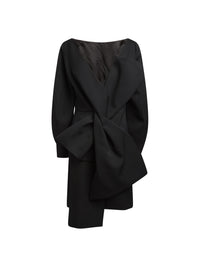 Robe courte en drap de laine - Noir