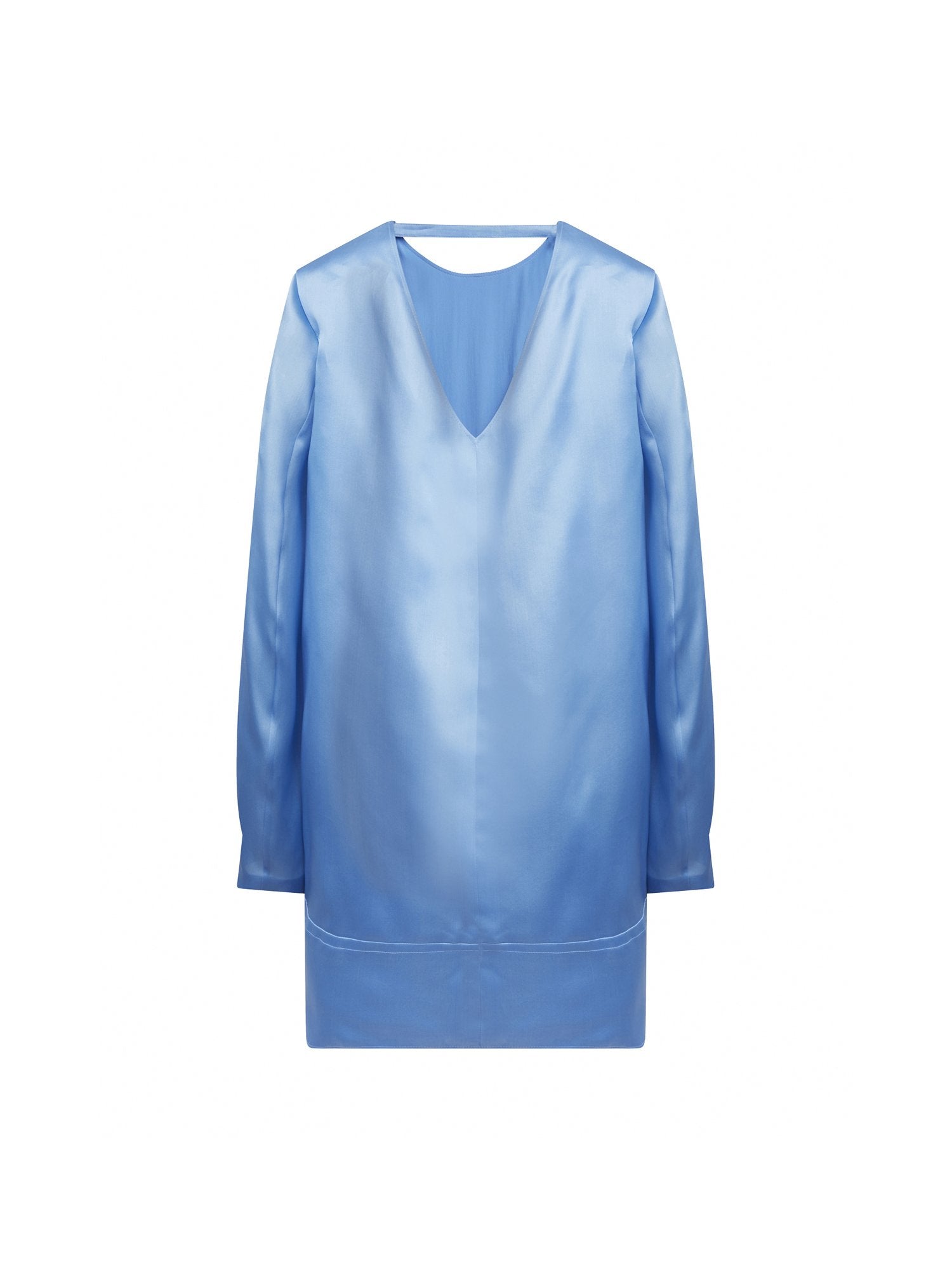 Robe courte en satin de soie - Bleu