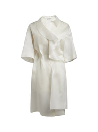 Robe à volants en satin de soie - Naturel