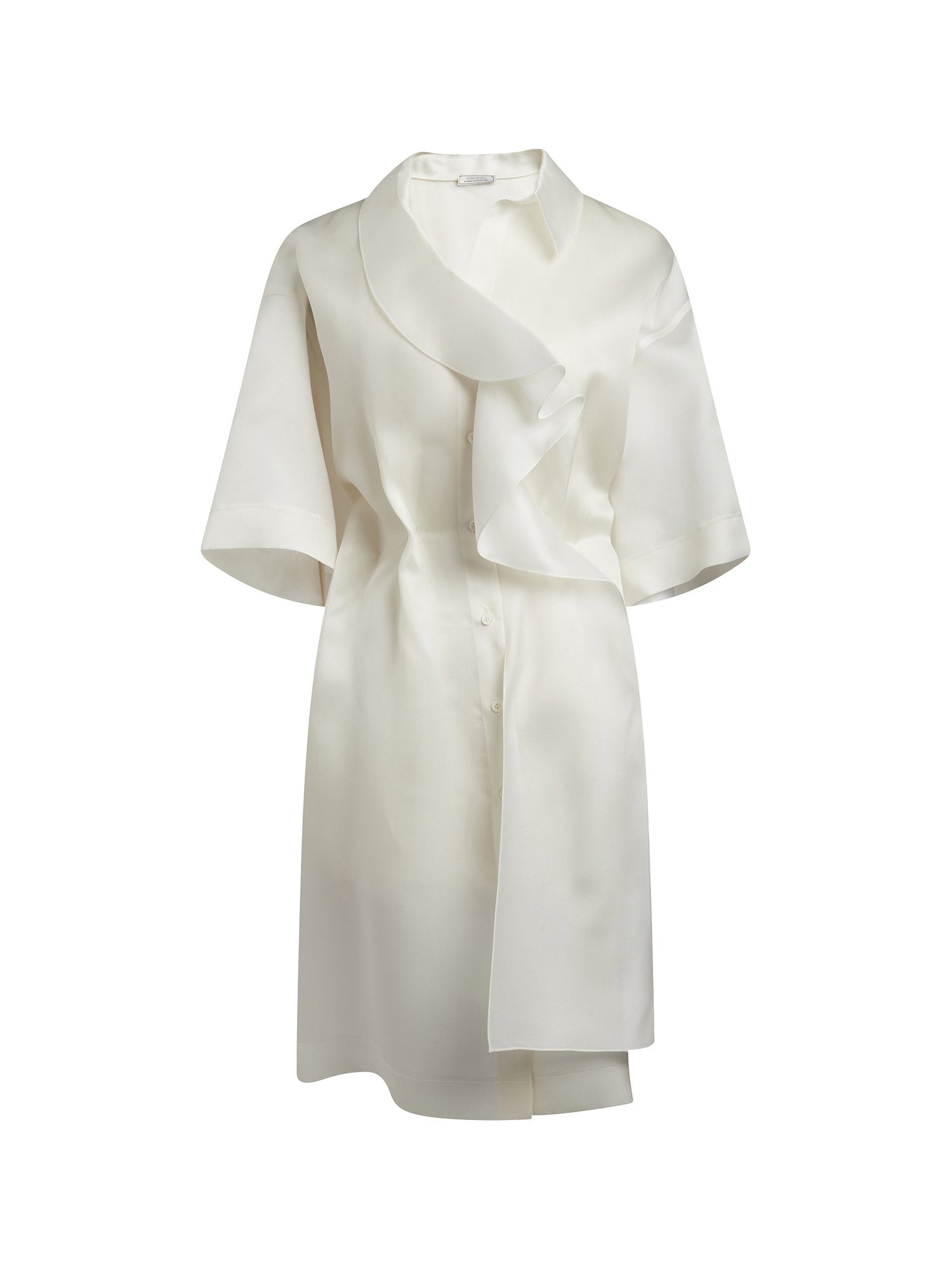 Robe à volants en satin de soie - Naturel