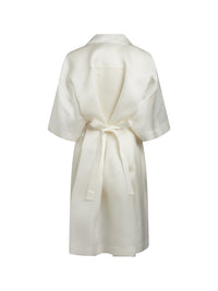 Robe à volants en satin de soie - Naturel