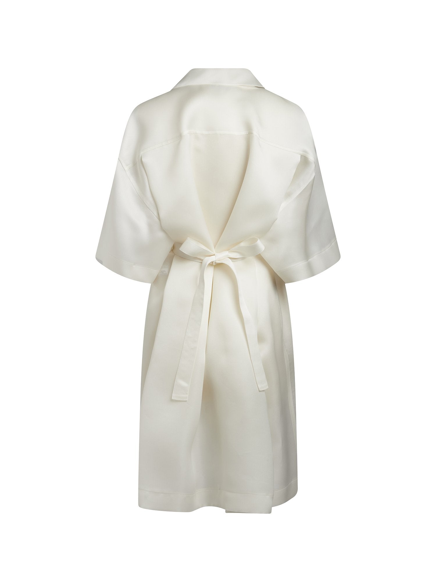 Robe à volants en satin de soie - Naturel