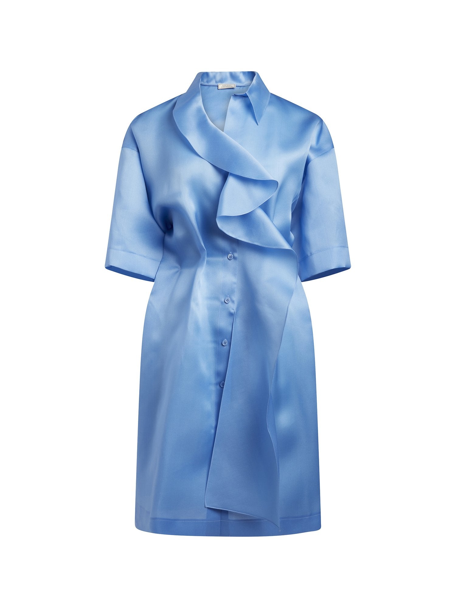 Robe à volants en satin de soie - Bleu