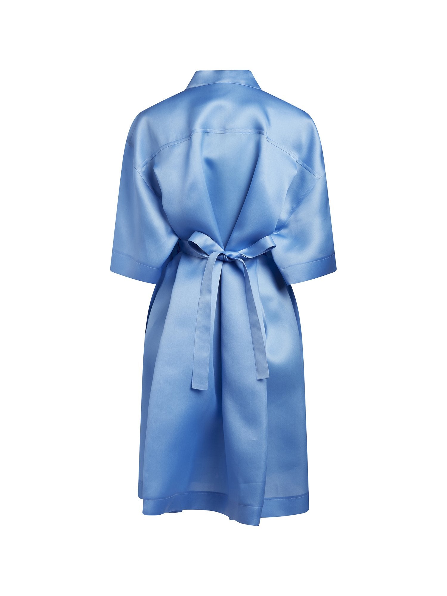 Robe à volants en satin de soie - Bleu