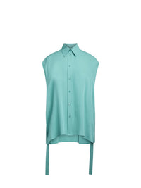 Top manches longues en crepe de soie - Vert Menthe