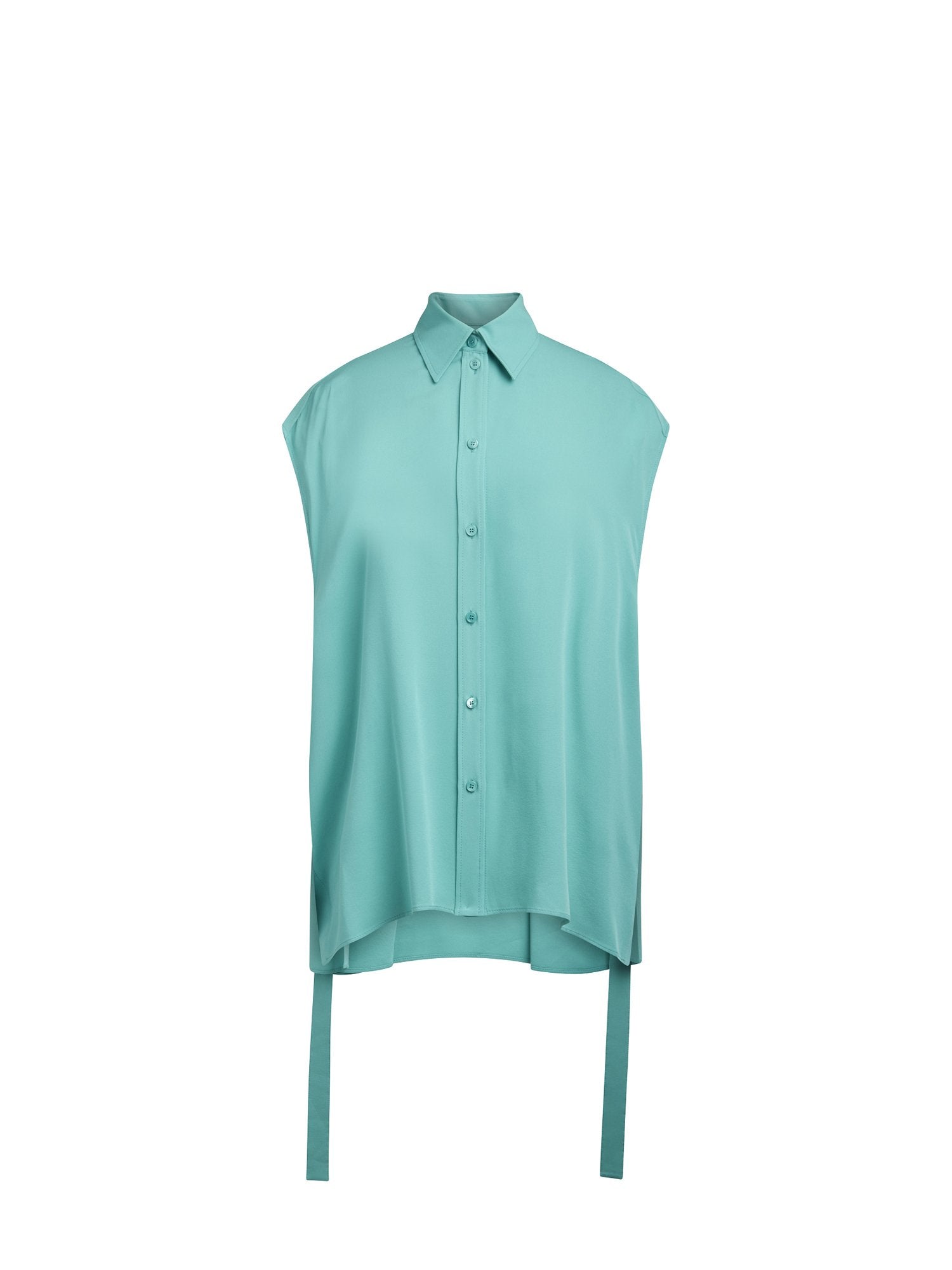 Top manches longues en crepe de soie - Vert Menthe