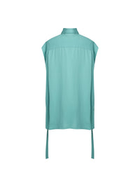 Top manches longues en crepe de soie - Vert Menthe