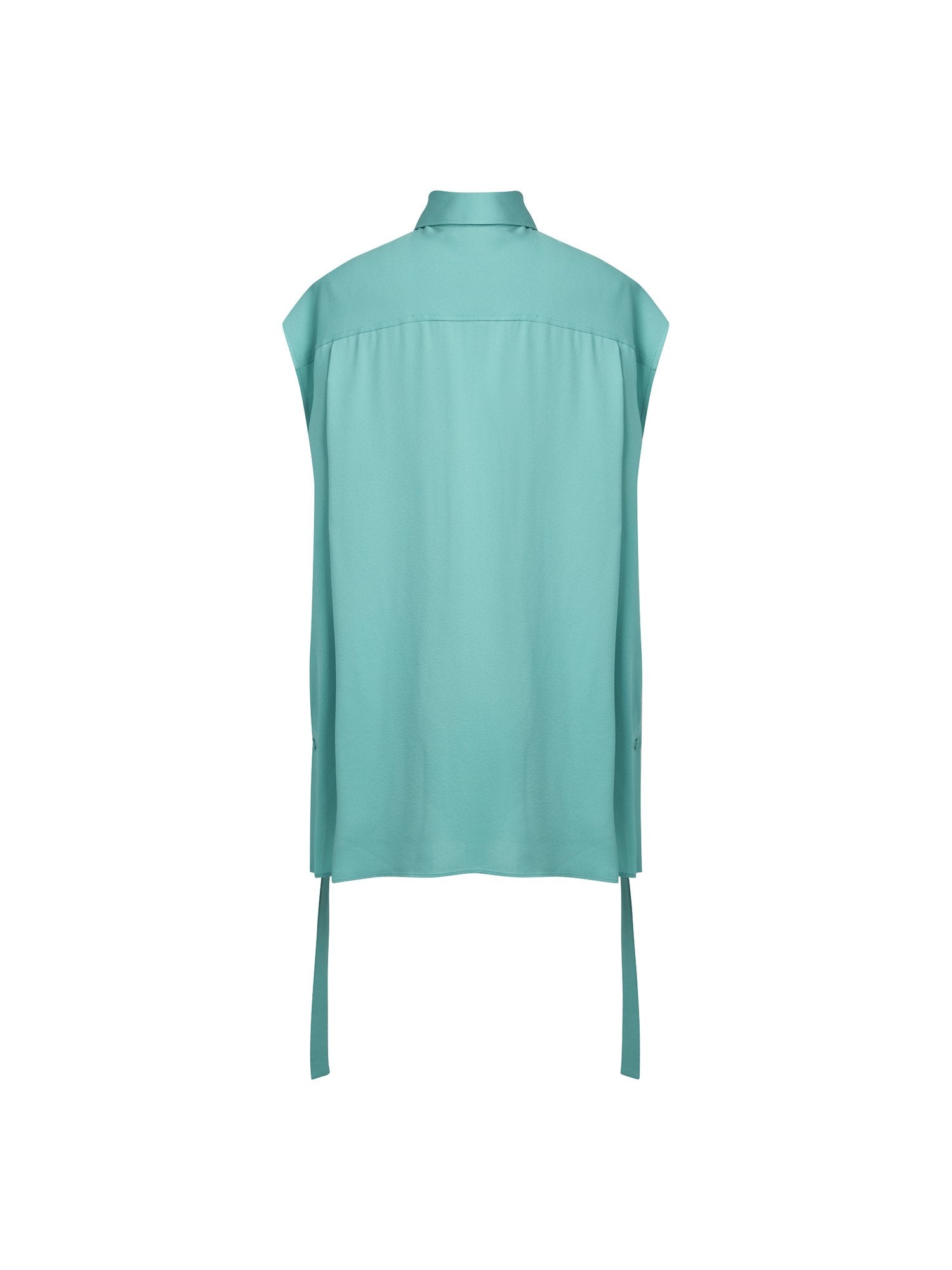 Top manches longues en crepe de soie - Vert Menthe
