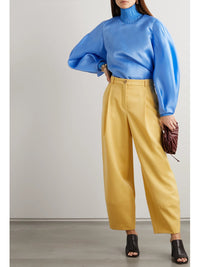 Top oversize en satin de soie - Bleu