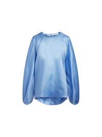 Top oversize en satin de soie - Bleu