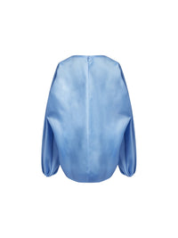 Top oversize en satin de soie - Bleu