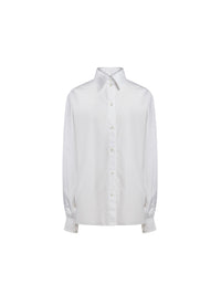Chemise manches longues en popeline de coton - Blanc