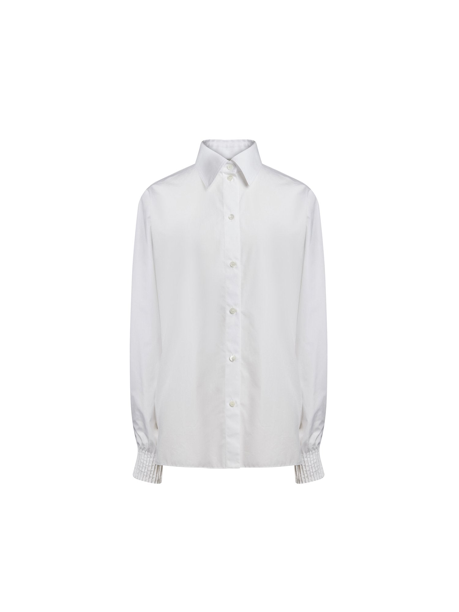 Chemise manches longues en popeline de coton - Blanc
