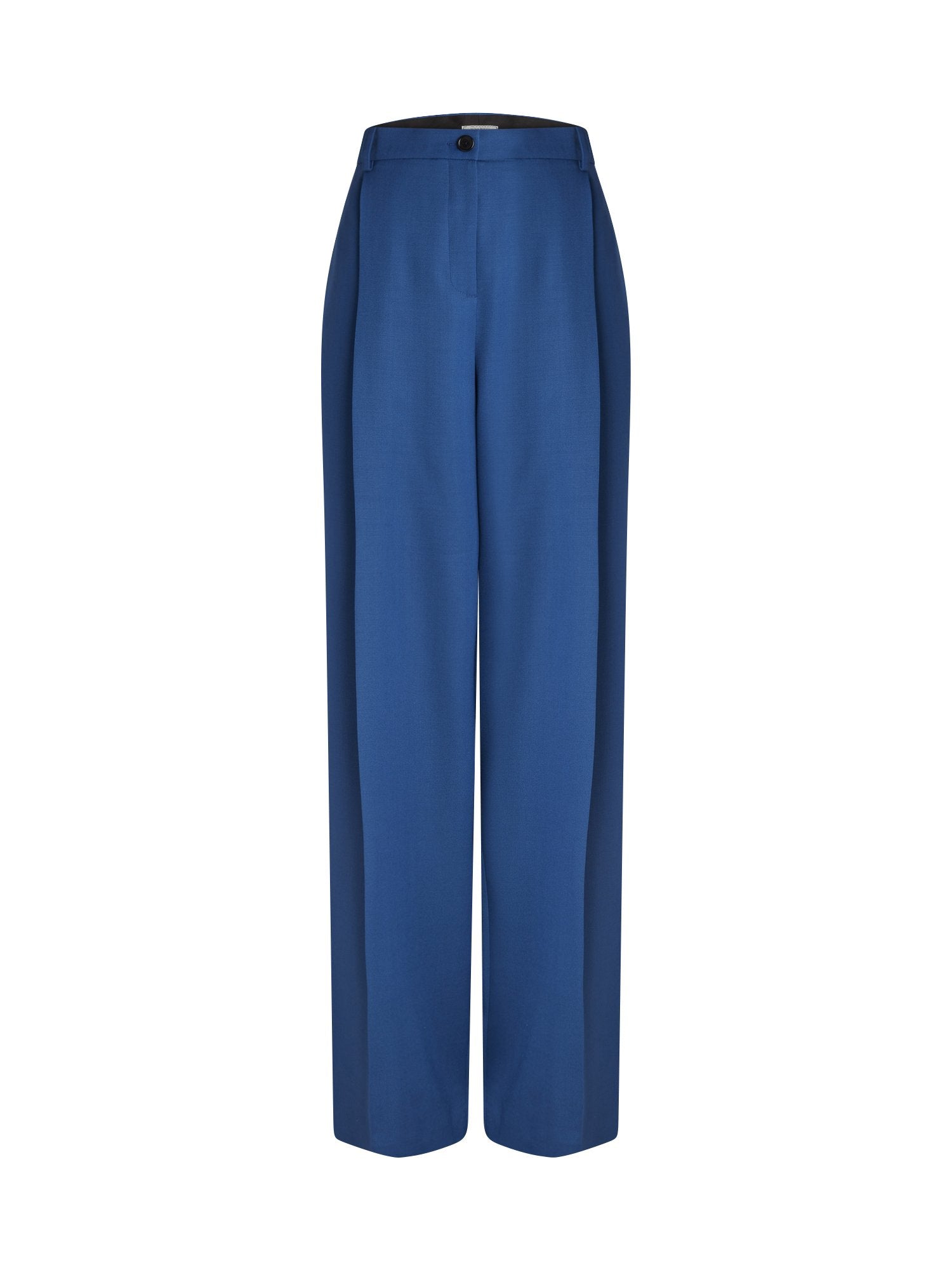 Pantalon bouton en gabardine de laine - Bleu Petrole