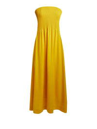 Robe longue bustier en crêpe - Curcuma