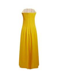 Robe longue bustier en crêpe - Curcuma