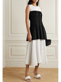 Robe bicolore à fines rayures - Black & Off-White Bleu