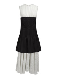Robe bicolore à fines rayures - Black & Off-White Bleu