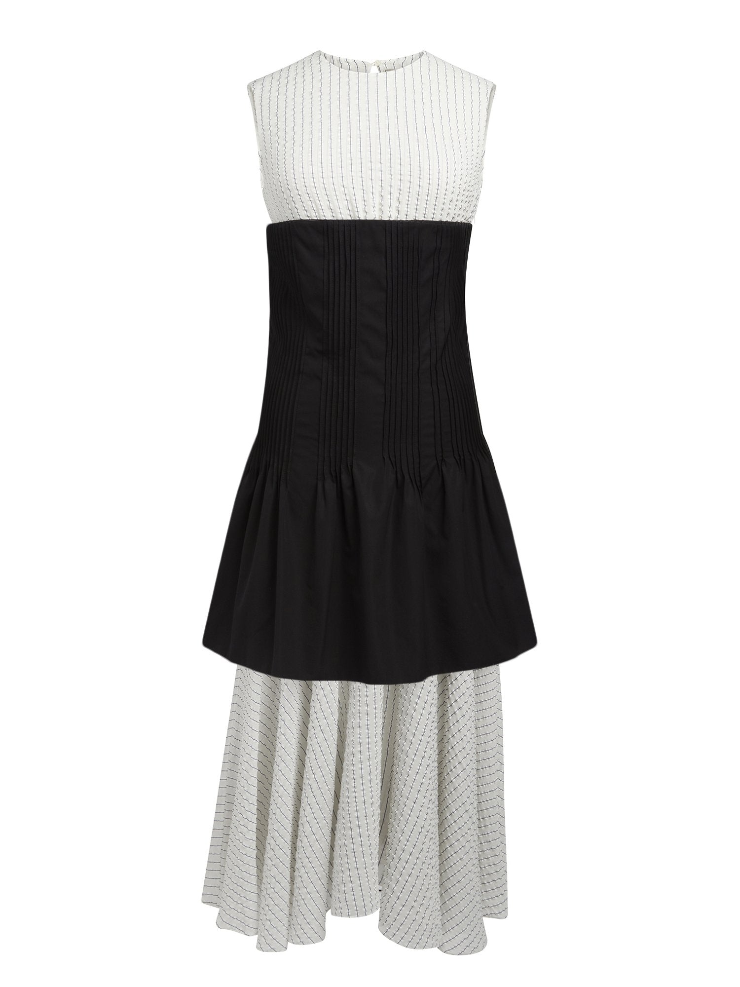 Robe bicolore à fines rayures - Black & Off-White Bleu