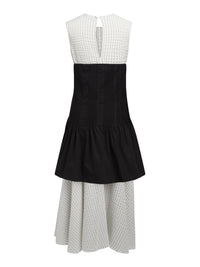 Robe bicolore à fines rayures - Black & Off-White Bleu