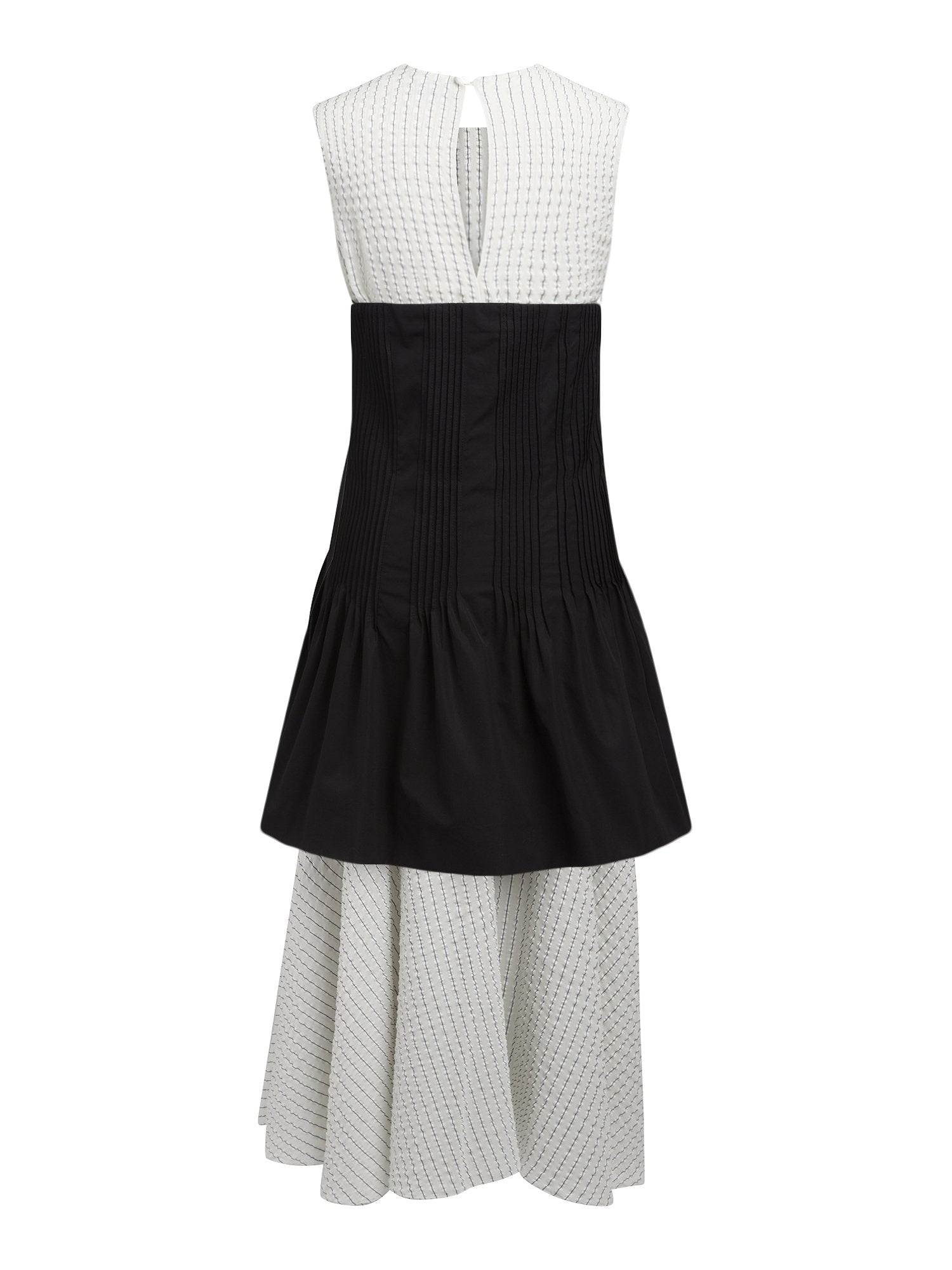 Robe bicolore à fines rayures - Black & Off-White Bleu